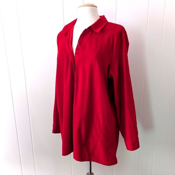 Red Corduroy Button Down By J Jill Size L - Picture 2 of 9